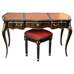 In the Manner of French Louis XV Writing Desk with Stool by Drexel