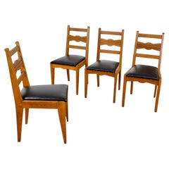 In the Manner of Guillerme et Chambron, Oak Dining Chairs, France, 1950s