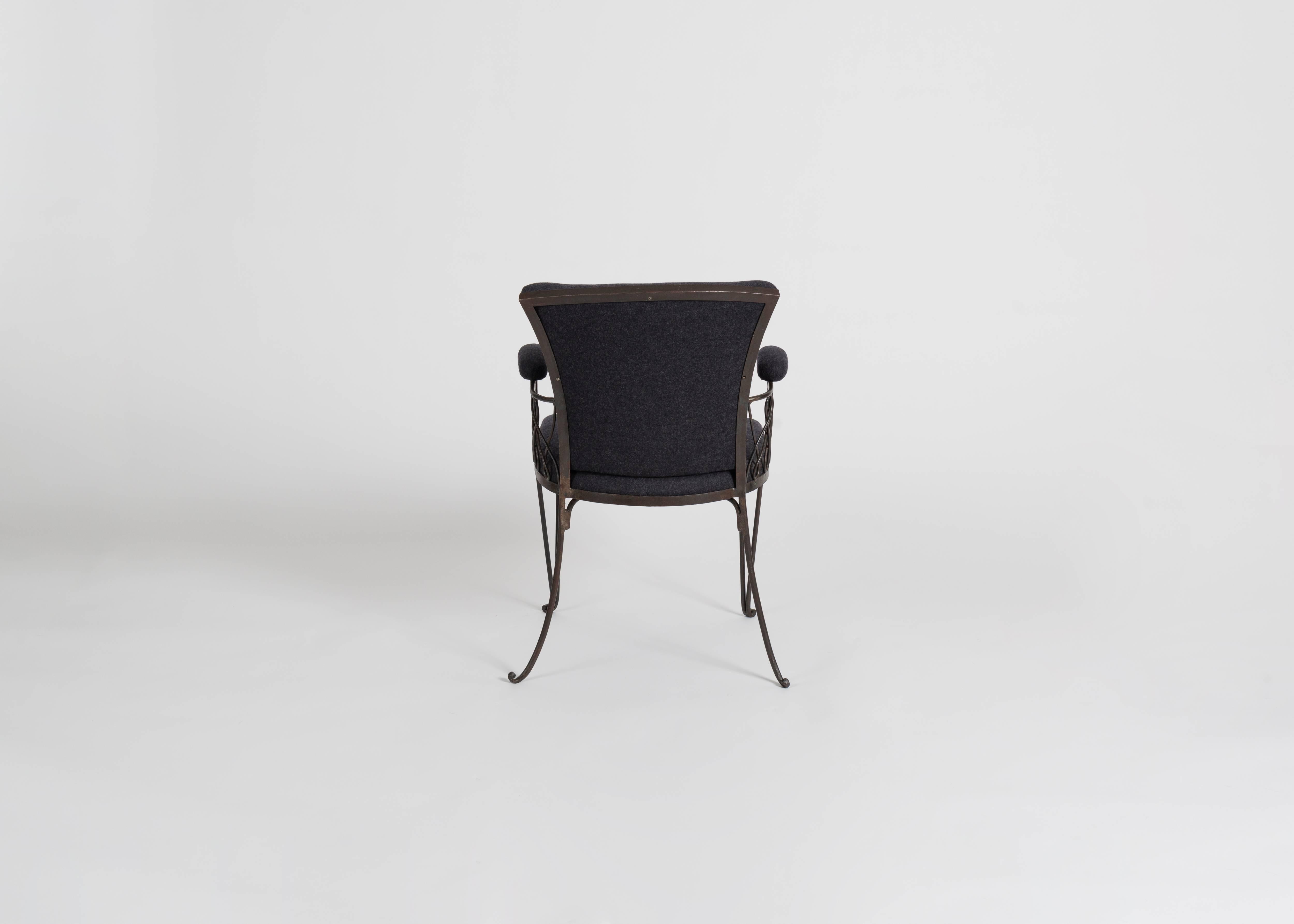 In the Manner of Jean Pascaud, Wrought Iron Armchair, France, C. 1935 In Good Condition In New York, NY
