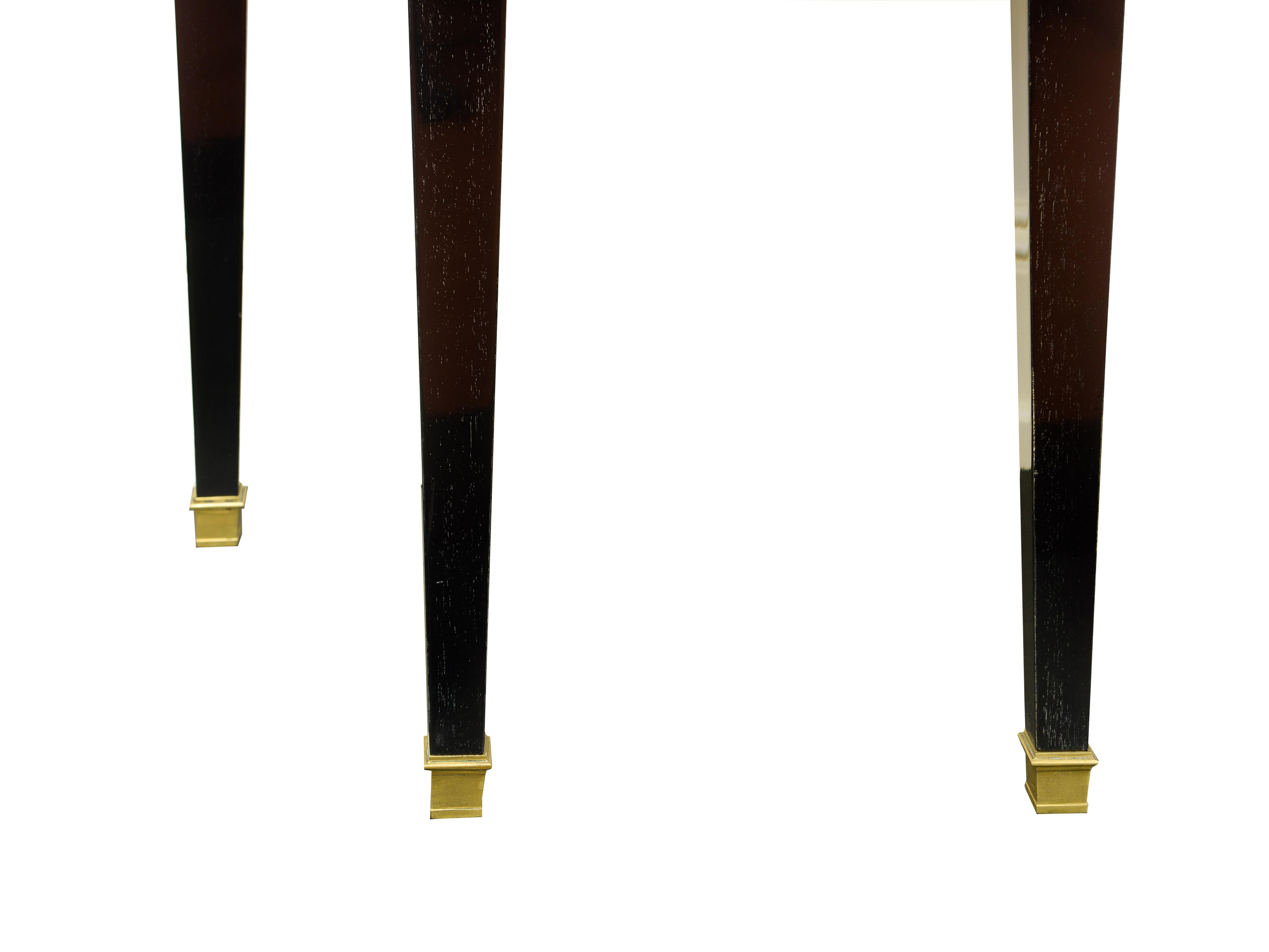 French In the Manner of Maison Jansen Extremely Long Black Lacquer Console Table For Sale