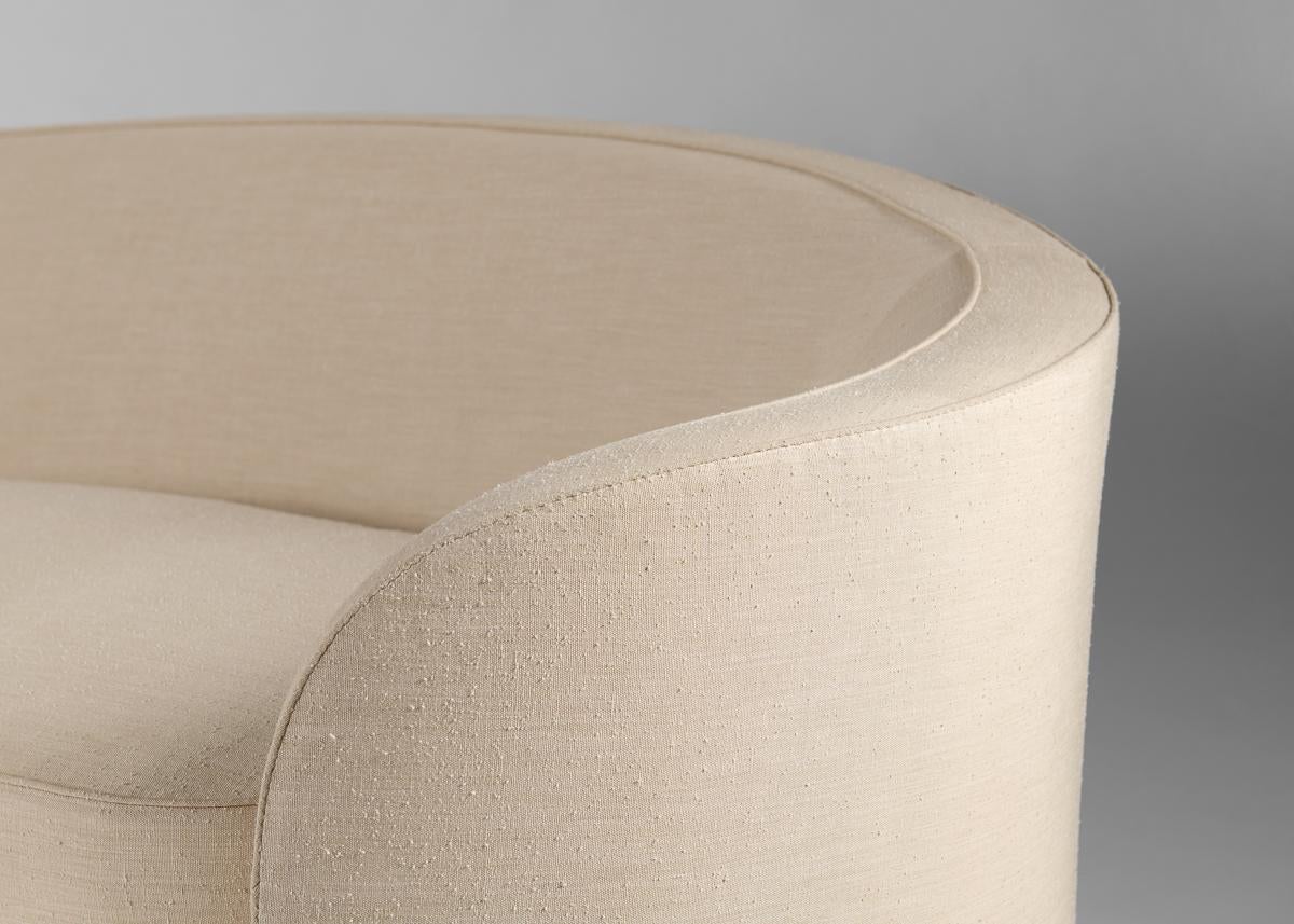 French In the Manner of Maison Leleu, Curved Upholstered Sofa, France, c. 1935 For Sale