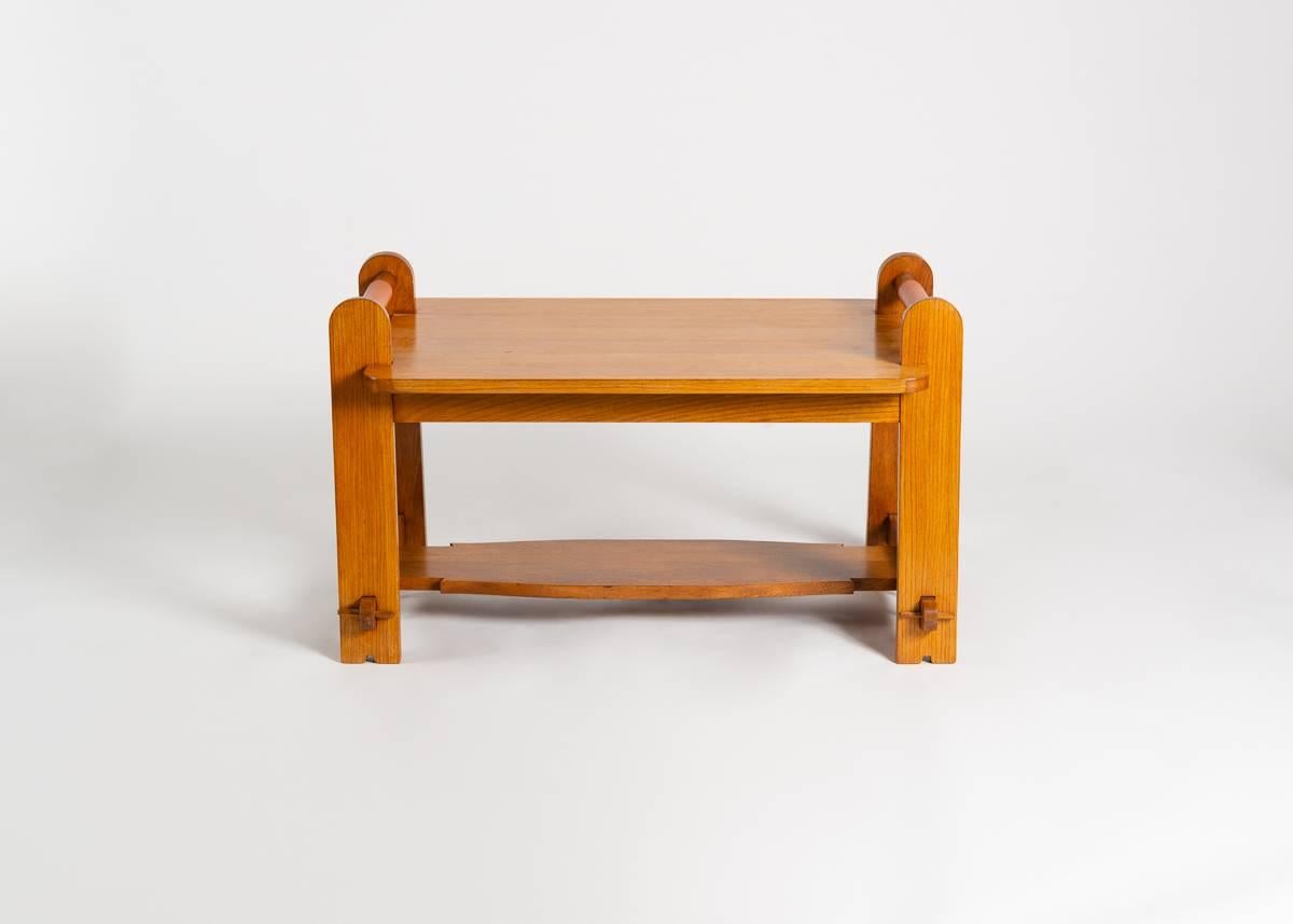 Oak In the Manner of Maurice Pré, Rectangular Coffee Table, France, Mid-20th Century For Sale