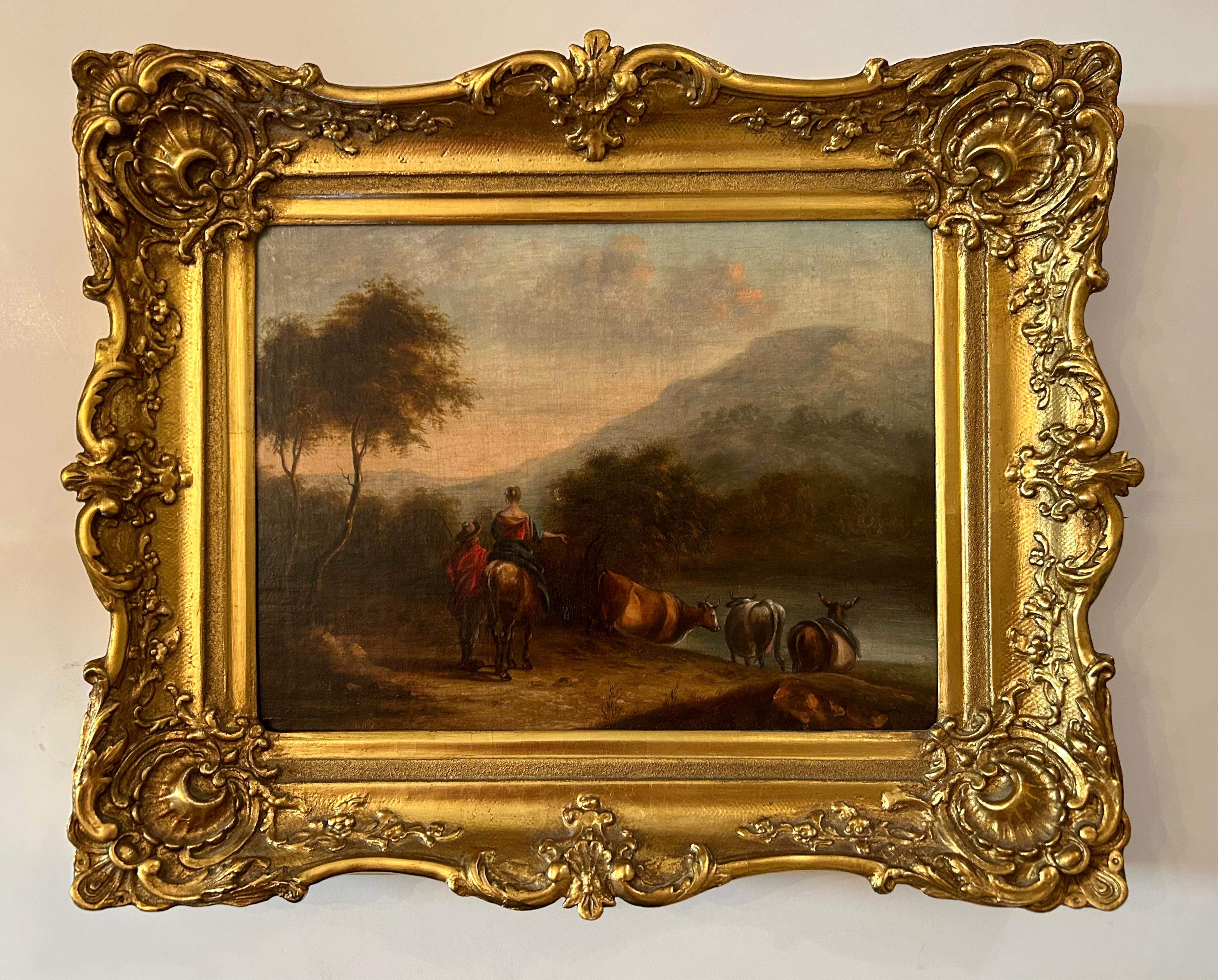Nach der Art von Nicholas Berchem (1620-1683) Niederländisch,  Eine Reise im Zustand „Gut“ im Angebot in Toronto, CA
