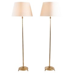 Paire de lampadaires en bronze doré à la manière de Ruhlmann, France, vers 1935