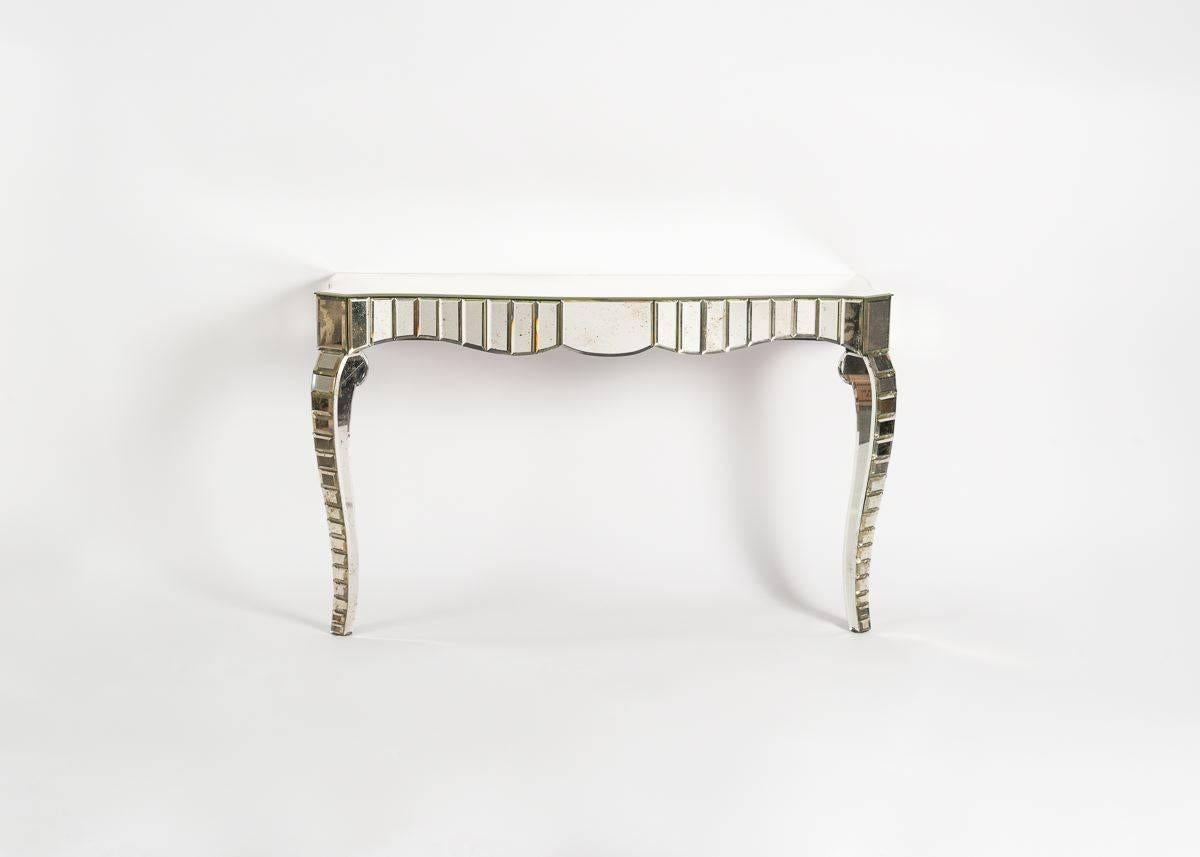  In the Manner of Serge Roche, Mirrored Glass Console, France, C. 1950 1