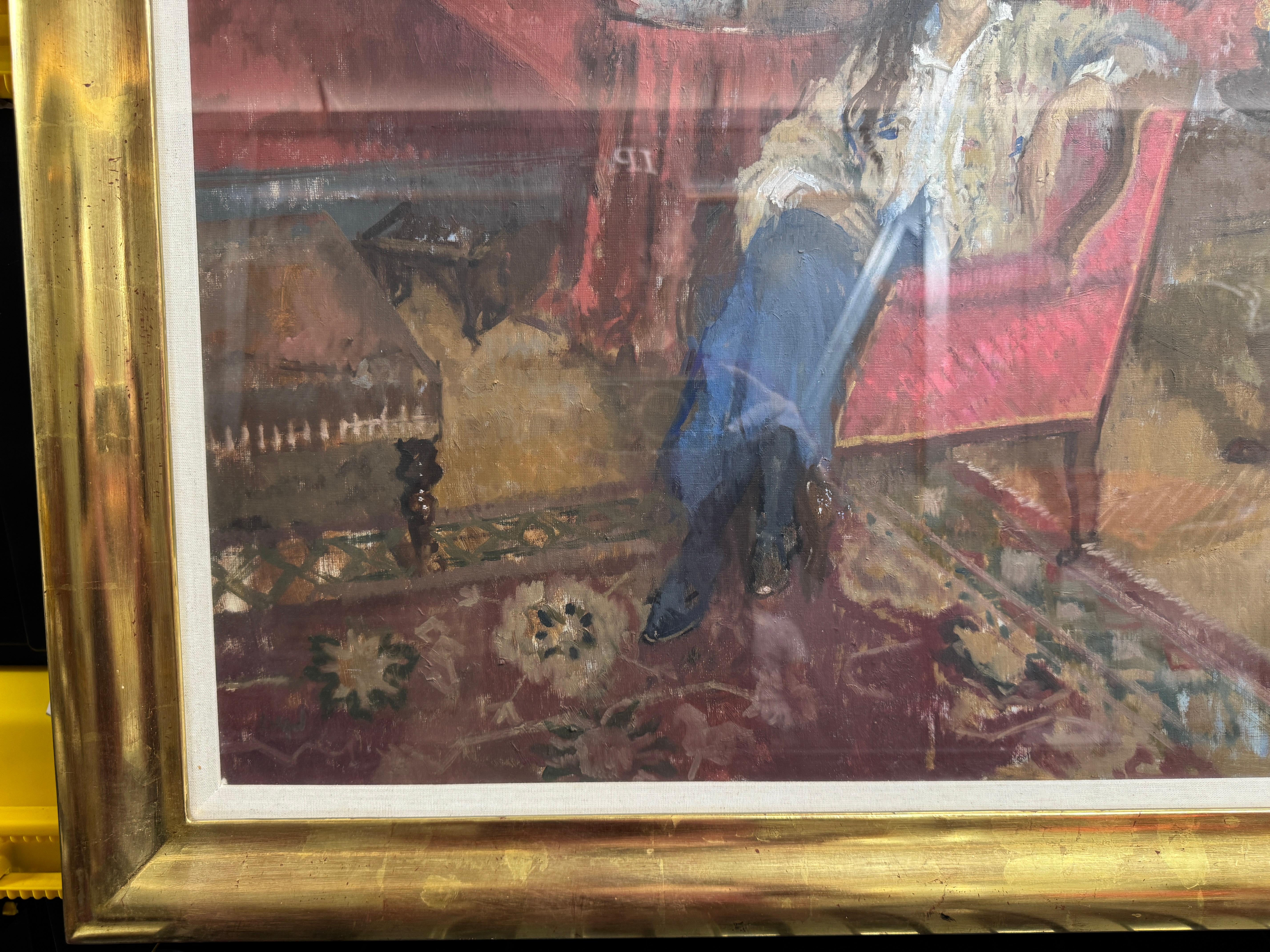 British IN THE SITTING ROOM by Peter Kuhfeld (b 1952) For Sale