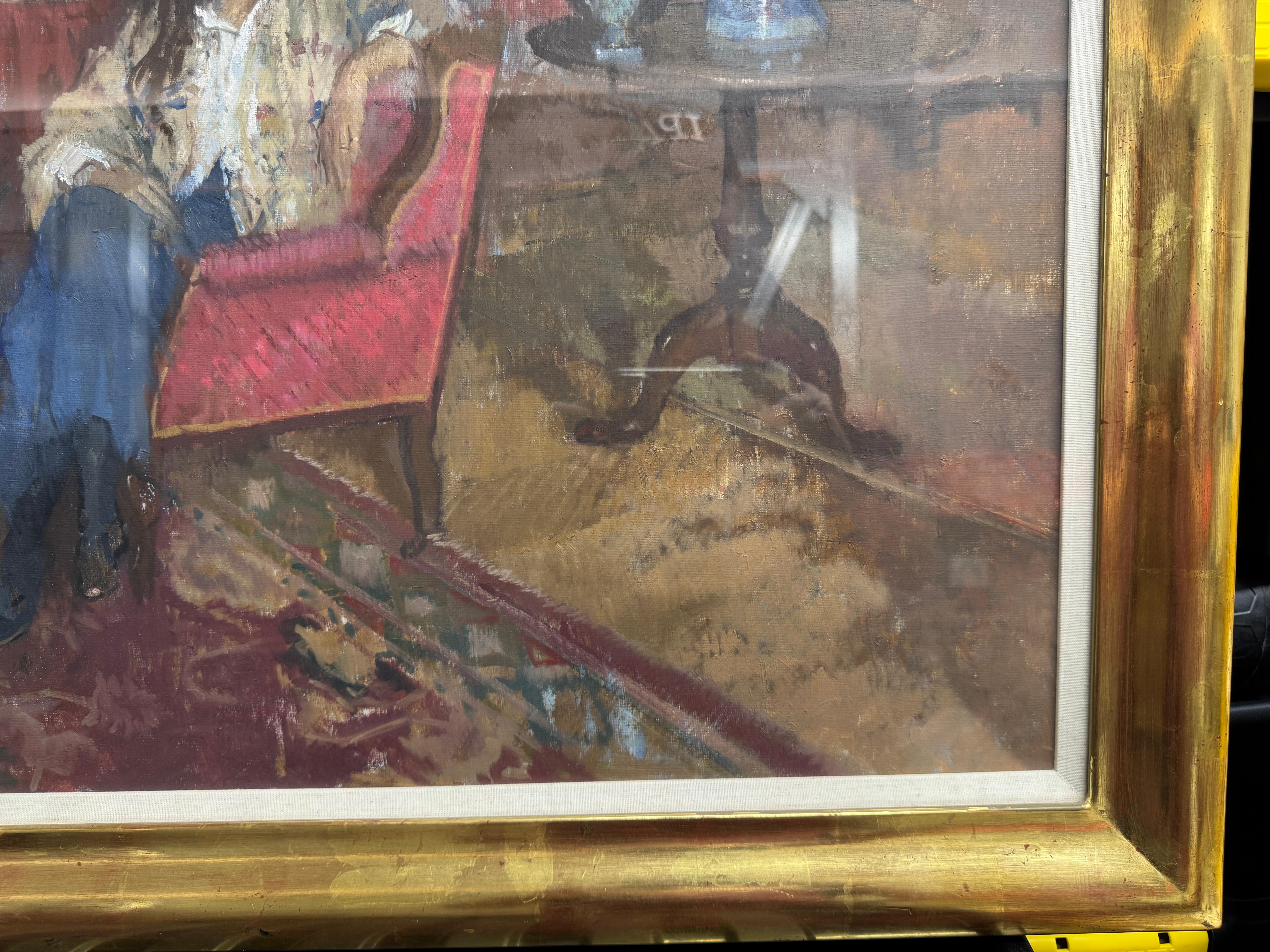 Hand-Painted IN THE SITTING ROOM by Peter Kuhfeld (b 1952) For Sale