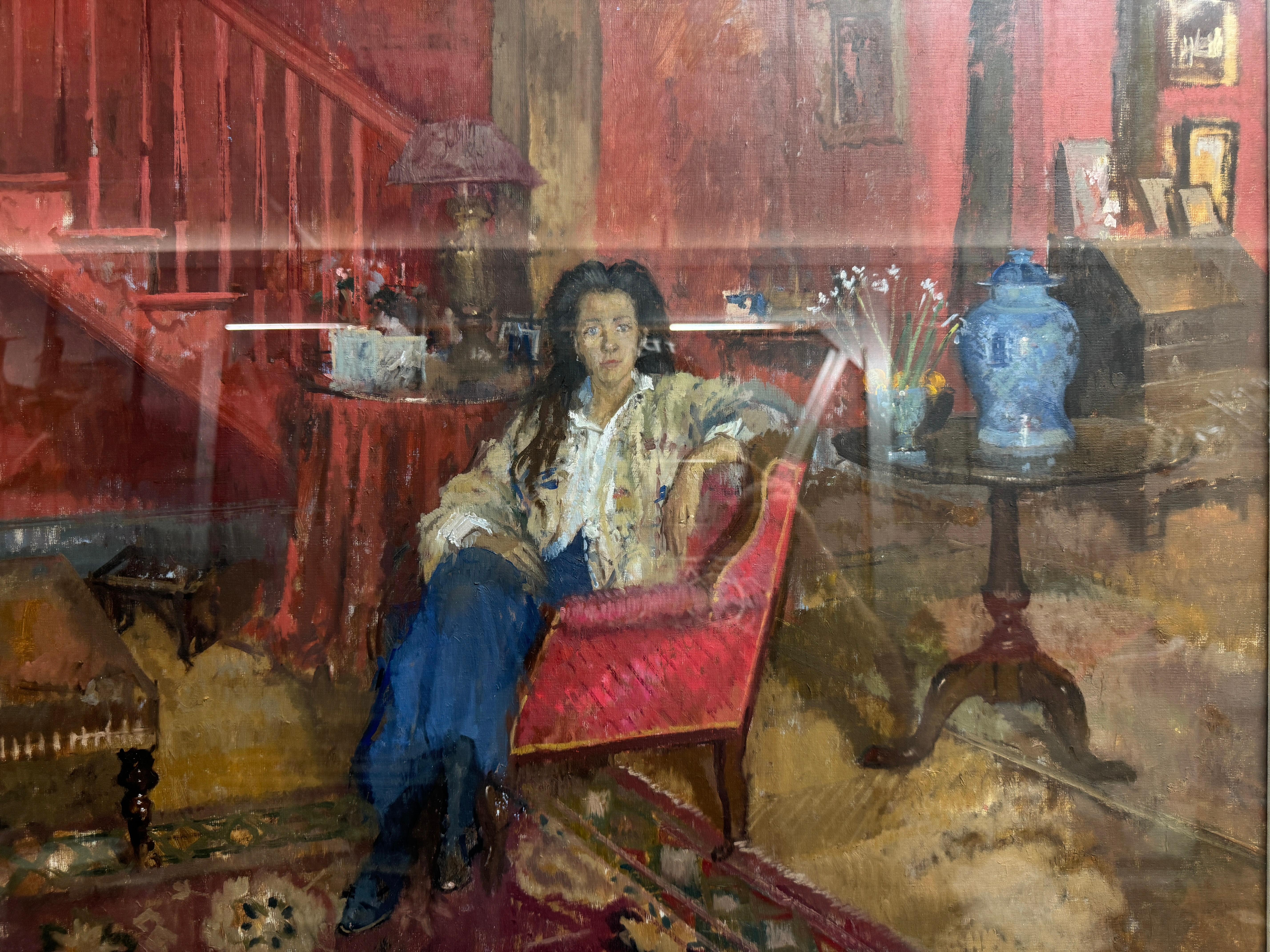 Late 20th Century IN THE SITTING ROOM by Peter Kuhfeld (b 1952) For Sale