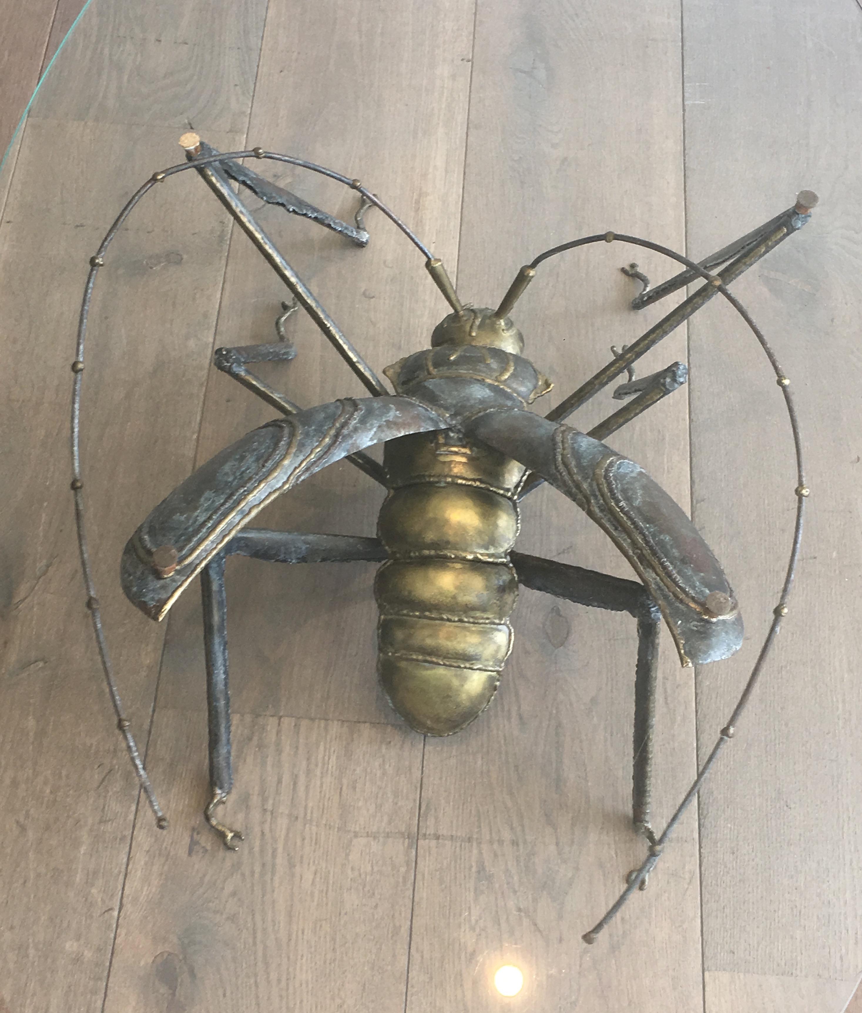 In the Style Duval Brasseur, Rare Brass & Wrought Iron Grasshopper Coffee Table 13