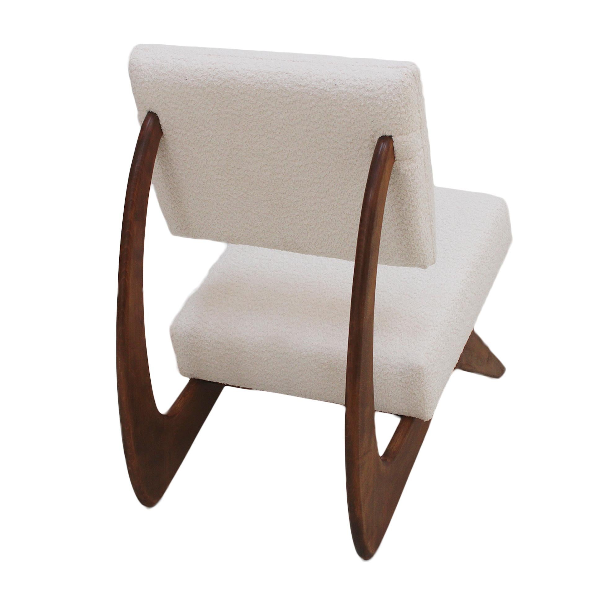 American Lounge Chairs In the Style of Adrian Pearsall, Walnut and Wool Fabric For Sale