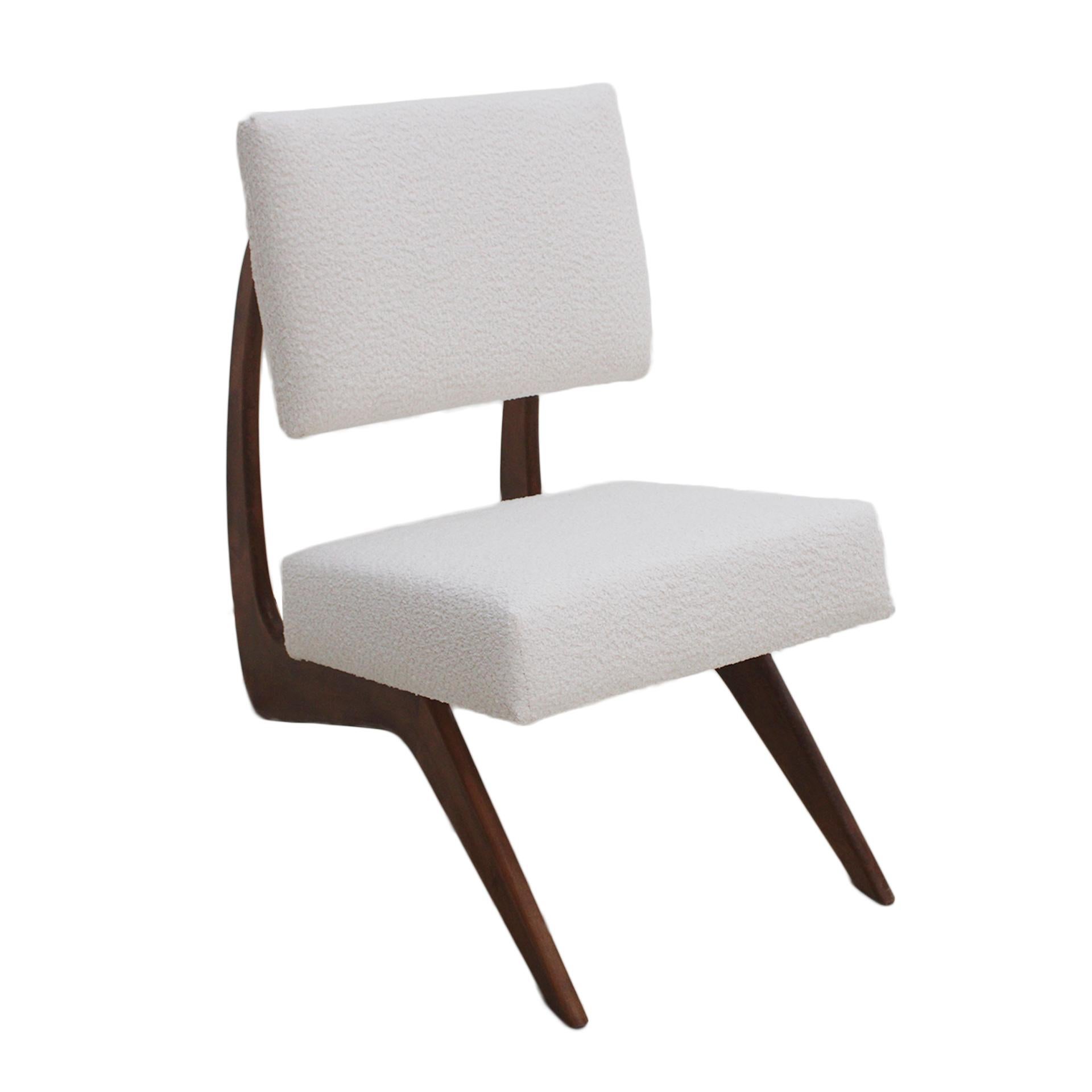 Contemporary Lounge Chairs In the Style of Adrian Pearsall, Walnut and Wool Fabric For Sale