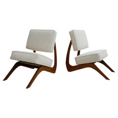 In the Style of Adrian Pearsall Walnut Pair of Lounge Chairs