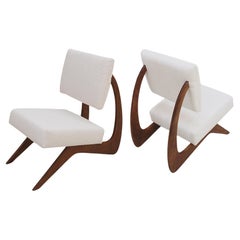 In the Style of Adrian Pearsall Walnut Pair of Lounge Chairs