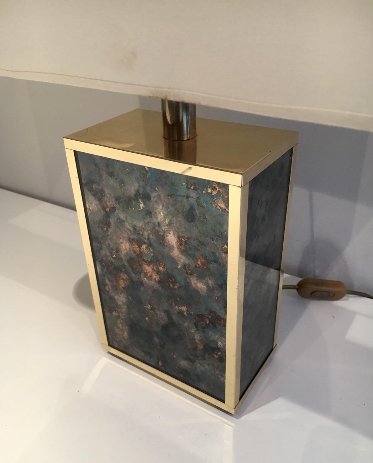 Verre Lampe en verre de renard et métal doré dans le style d'Aldo Tura, vers 1970 en vente