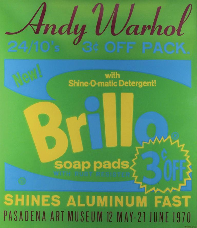 (after) Andy Warhol Print - Brillo, Exhibition poster for the Pasadena Art Museum (signed & dedicated)