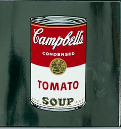 Vintage Reproductive print after Warhol, Tomato Soup Can, on Silver Metallic Paper