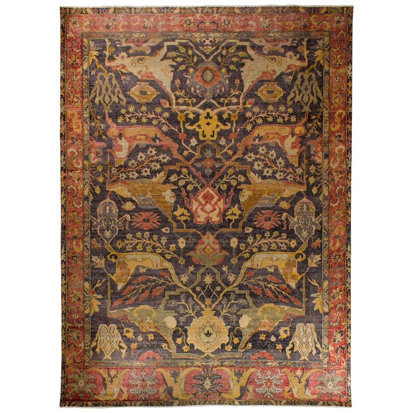 in the Style of Bidjar Old Indian Hand Knotted Wool Large Rug For Sale 13