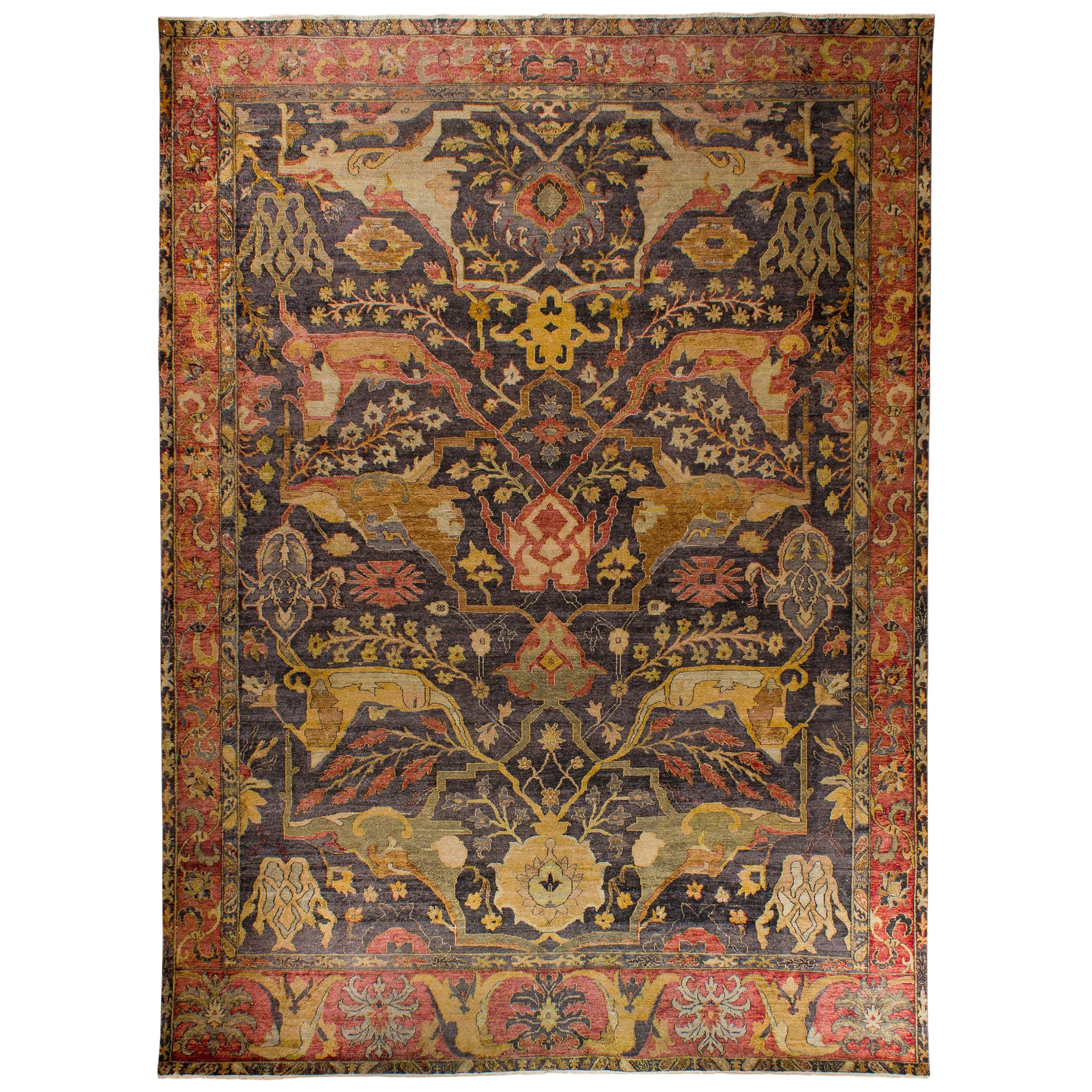 in the Style of Bidjar Old Indian Hand Knotted Wool Large Rug