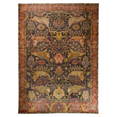 Used in the Style of Bidjar Old Indian Hand Knotted Wool Large Rug