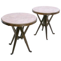 In the Style of Carlo Mollino Ashwood Pair of Italian Pedestal Tables