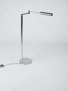 In the Style of Cedric Hartman Adjustable Chrome Swing Arm Floor Lamp