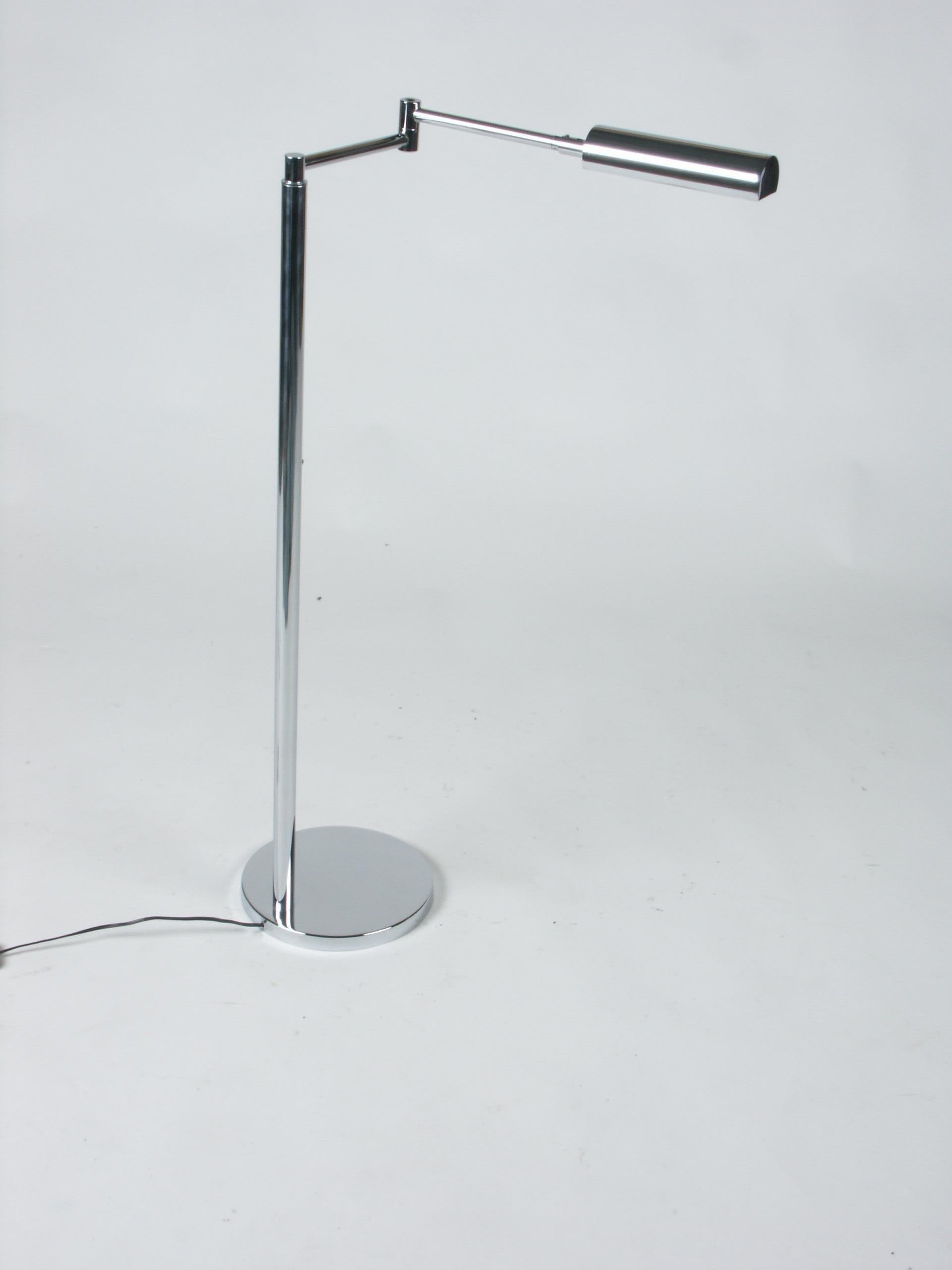 Late 20th Century In the Style of Cedric Hartman Adjustable Chrome Swing Arm Floor Lamp For Sale