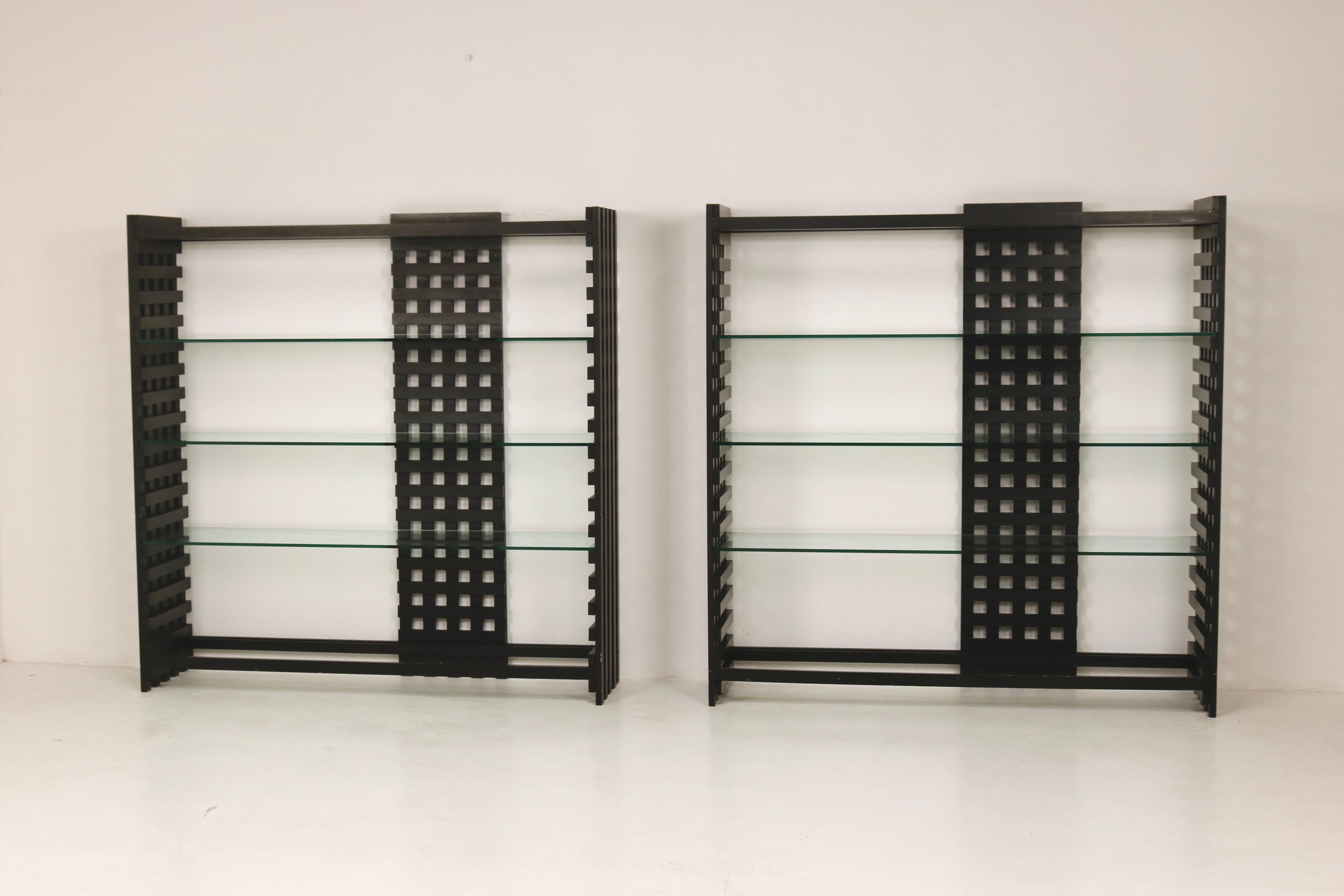 In the Style of Charles Rennie Mackintosh Two Bookshelves Italian Design 70s  In Good Condition For Sale In Milan, IT
