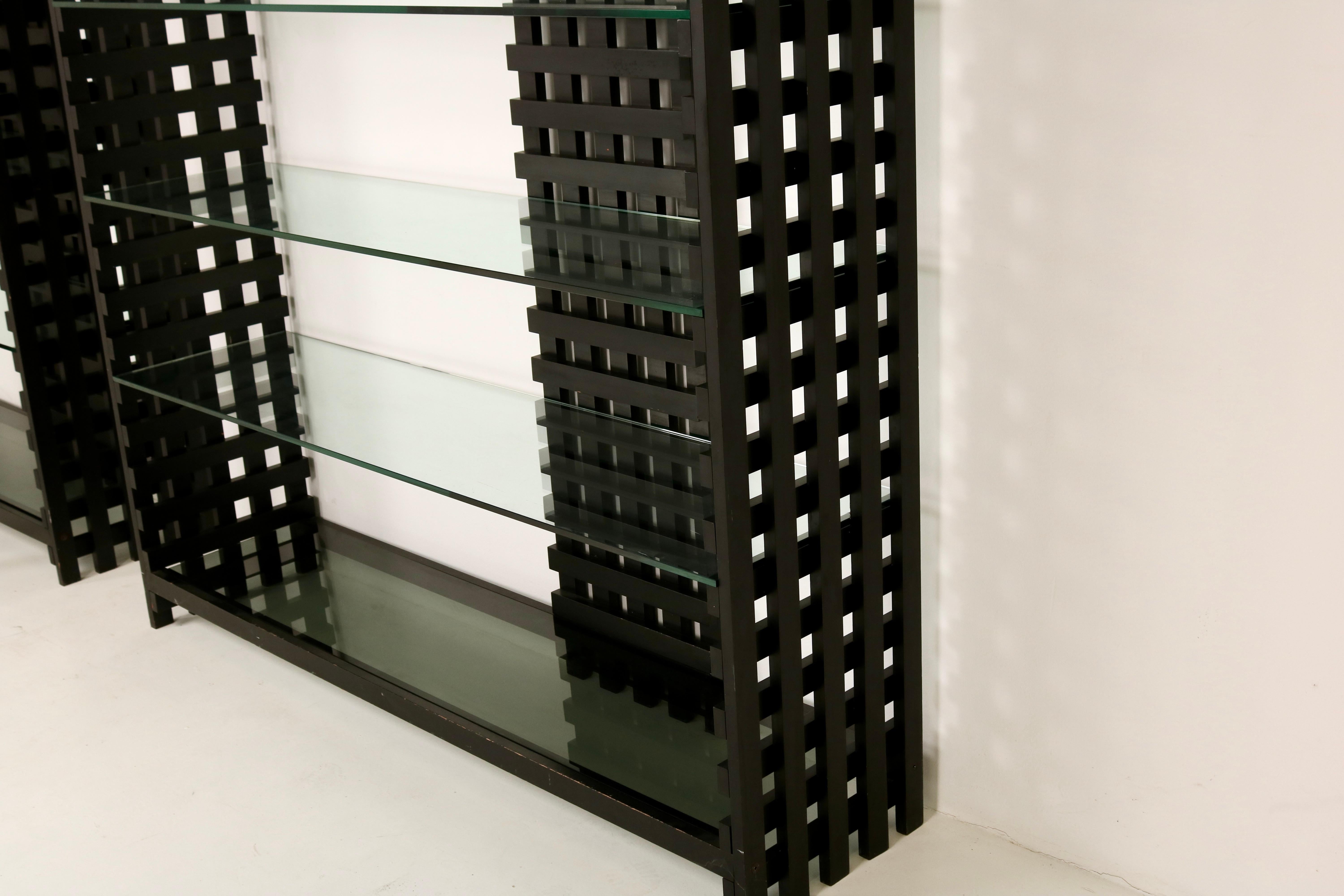 Glass In the Style of Charles Rennie Mackintosh Two Bookshelves Italian Design 70s  For Sale