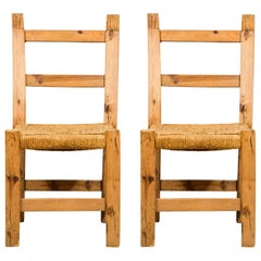 in the Style of Charlotte Perriand, Pair of Straw Chairs, circa 1960, France