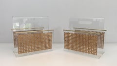 Im Stil von Christian Dior:: Paar aus Lucit:: Messing und verkrusteten Stöcken