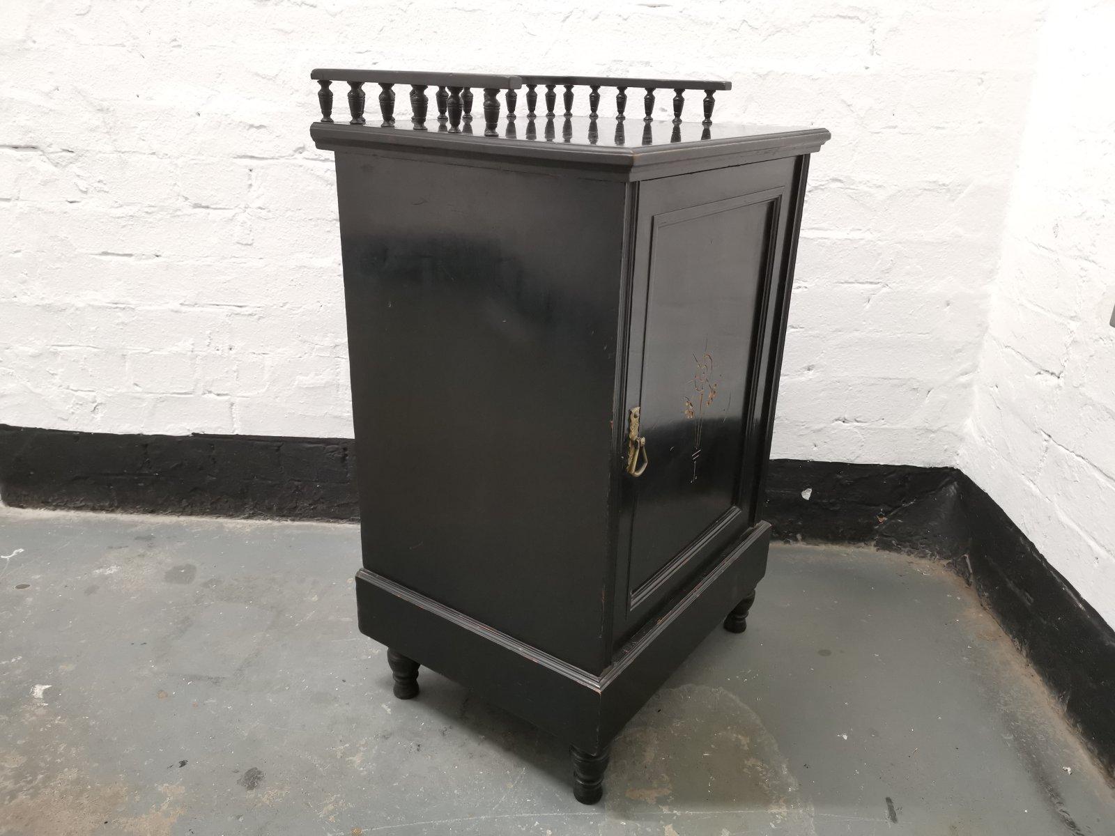 Dr C Dresser, Style of, an Aesthetic Movement Ebonized & Gilt Bedside Cabinet For Sale 1