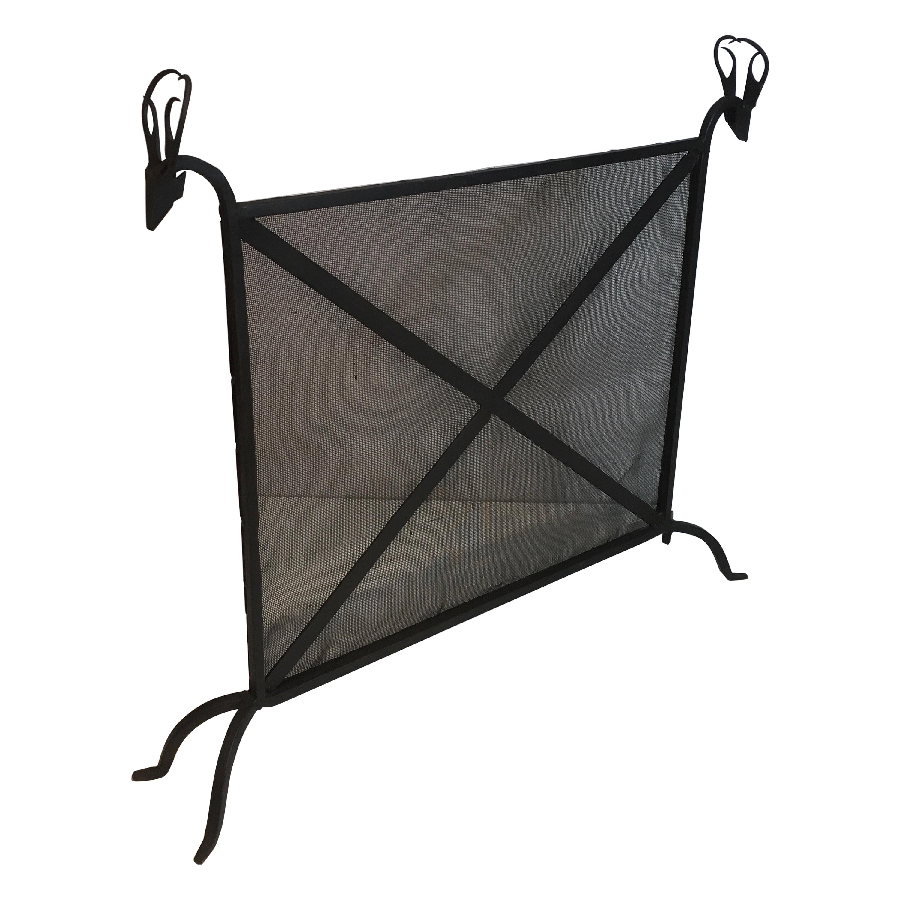 Vintage Modernist Wrought Iron Fireplace Screen at 1stDibs