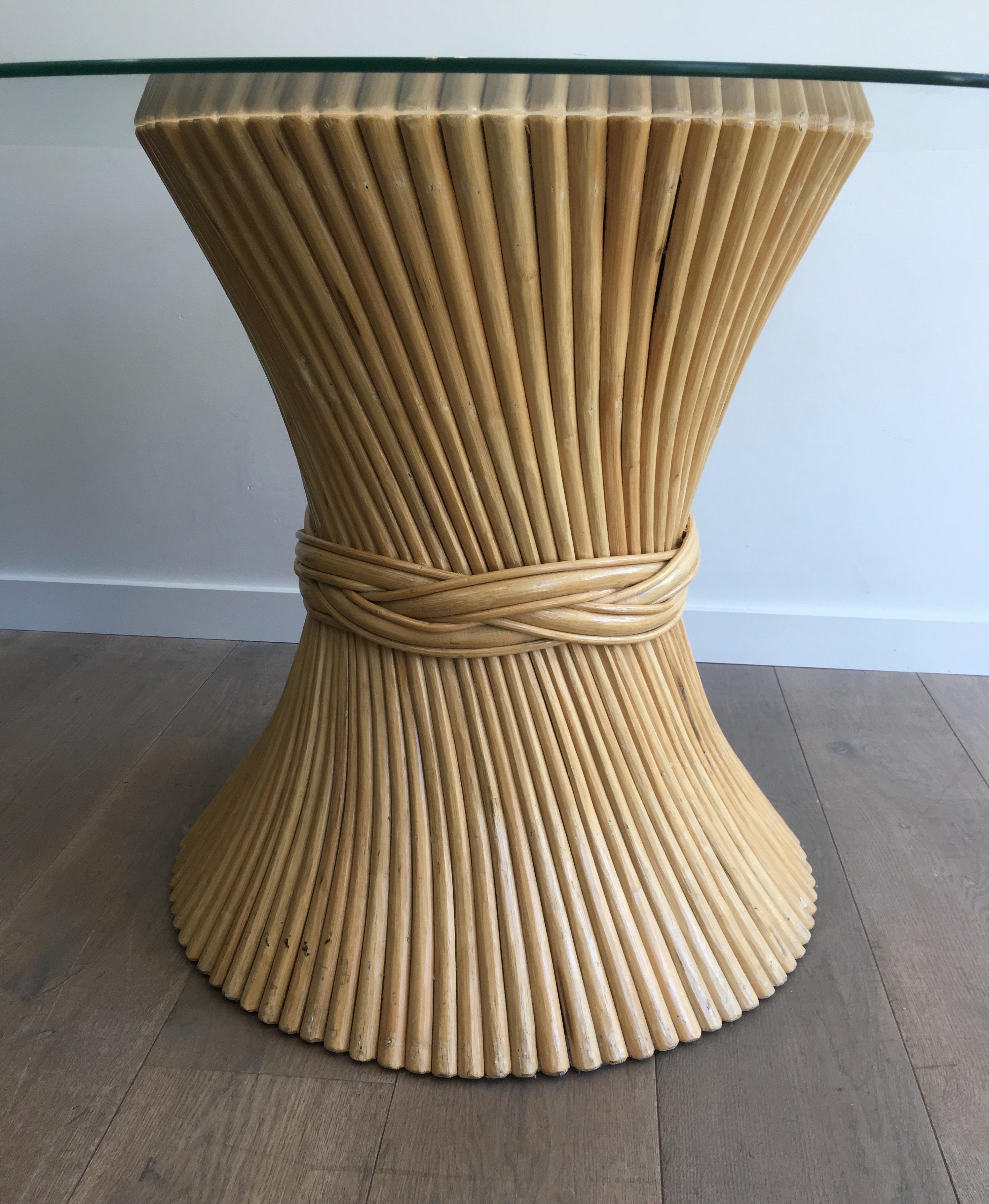 Round Faux-Bamboo Diabolo Table, circa 1970 3