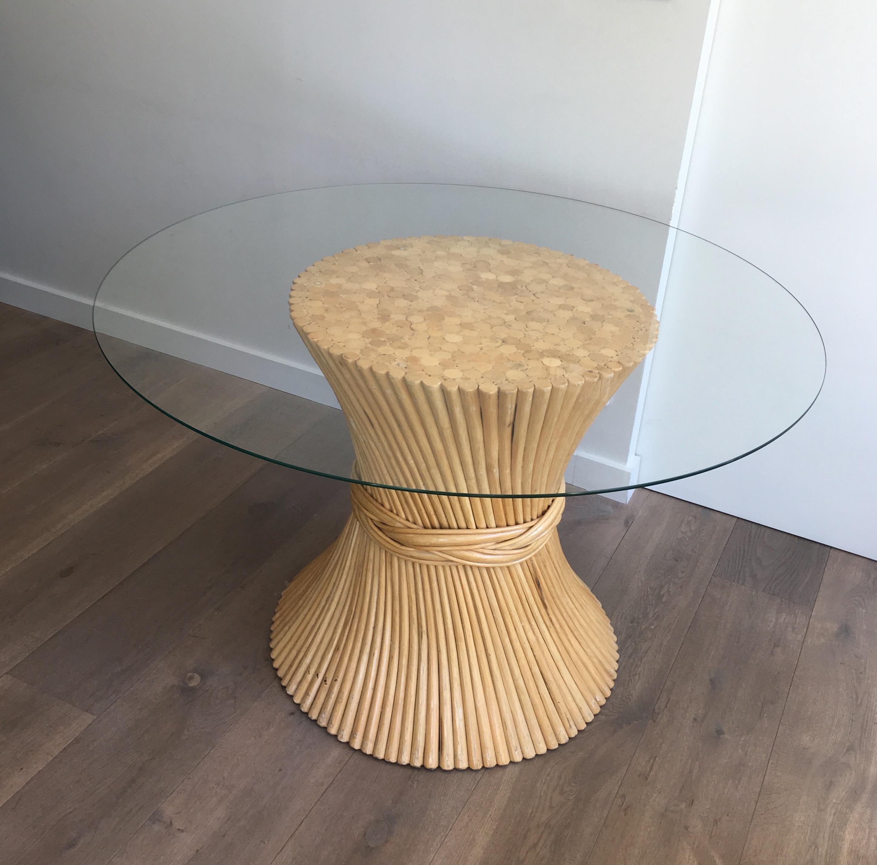 Mid-Century Modern Round Faux-Bamboo Diabolo Table, circa 1970