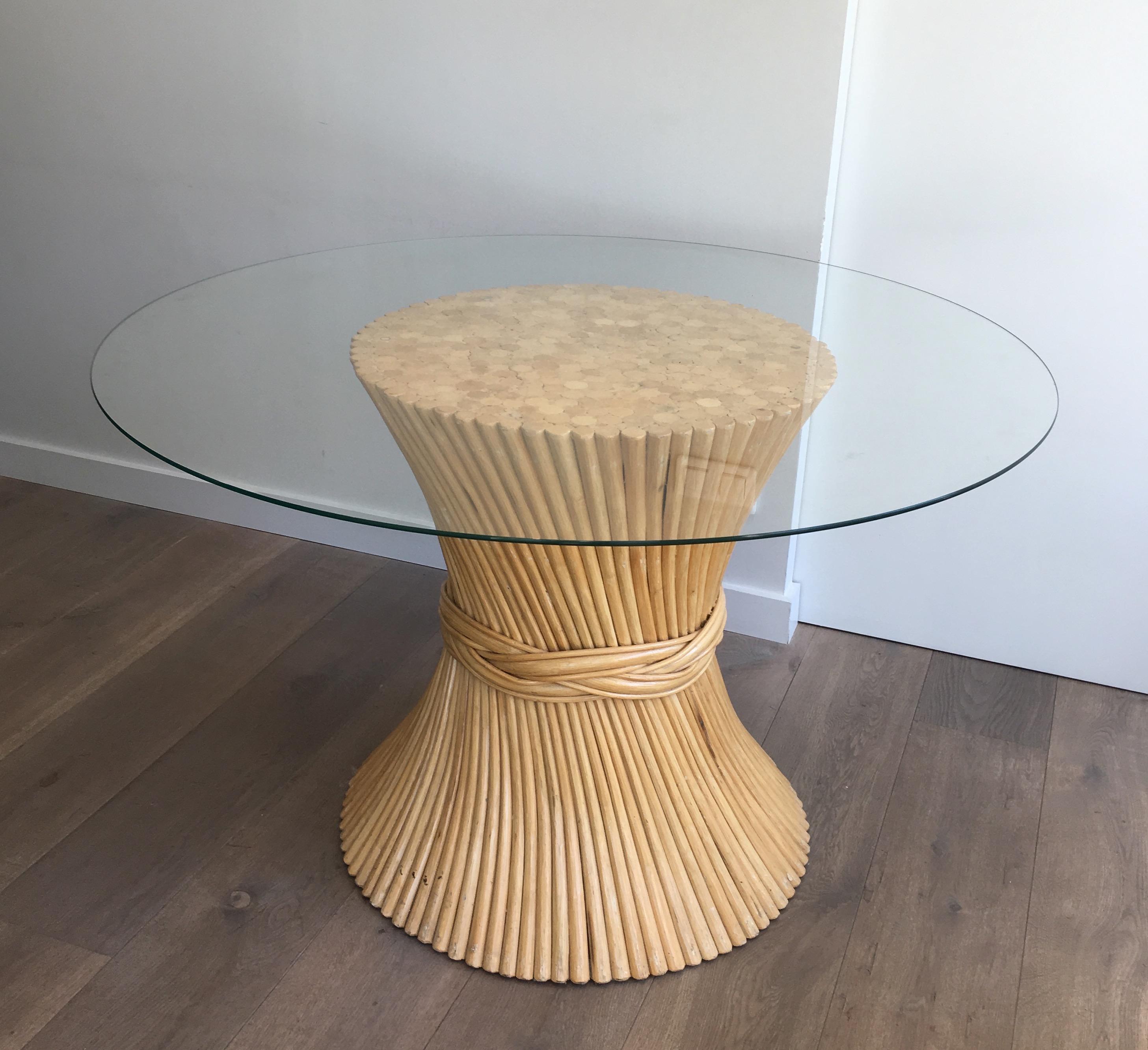 French Round Faux-Bamboo Diabolo Table, circa 1970