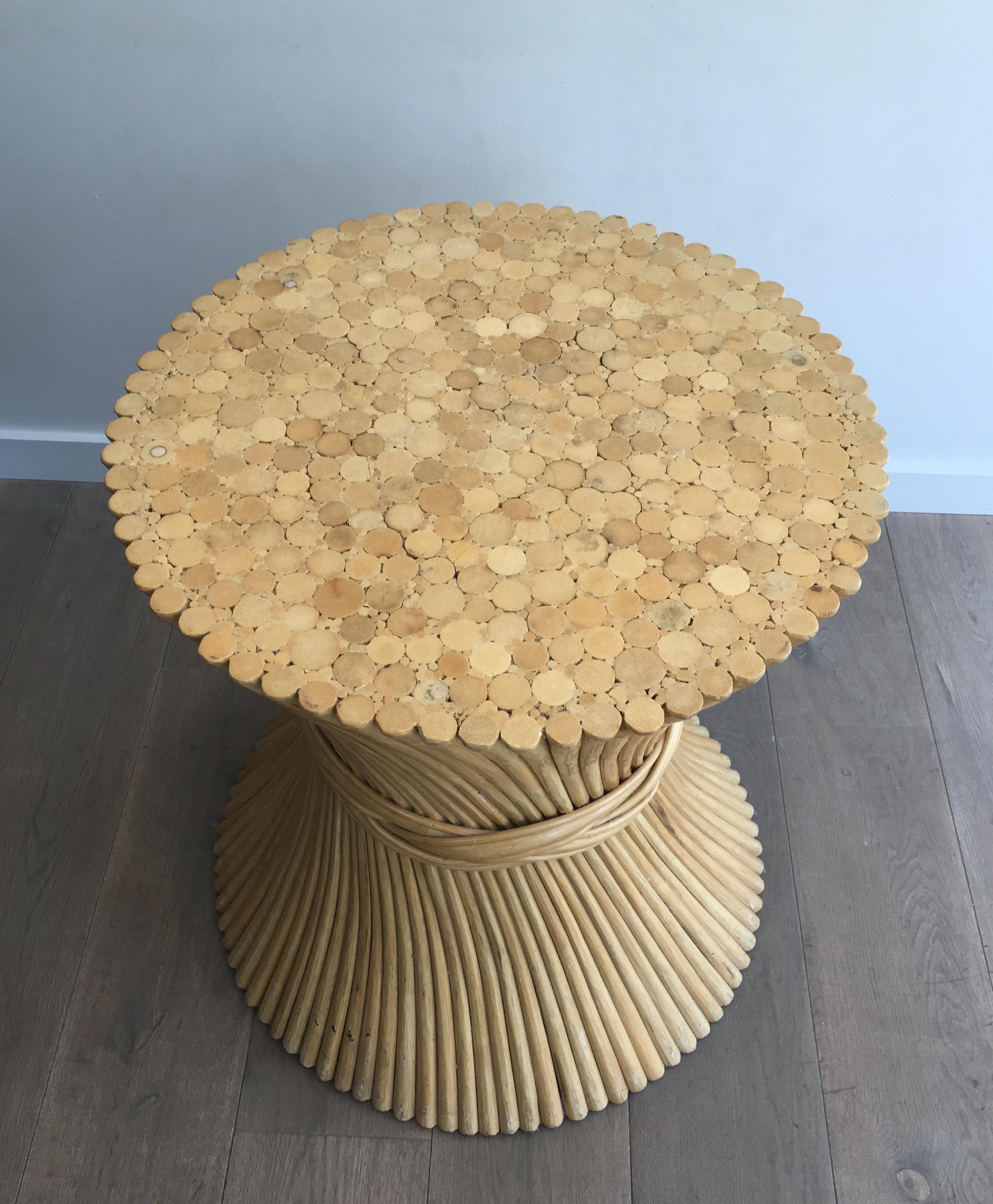 Round Faux-Bamboo Diabolo Table, circa 1970 1
