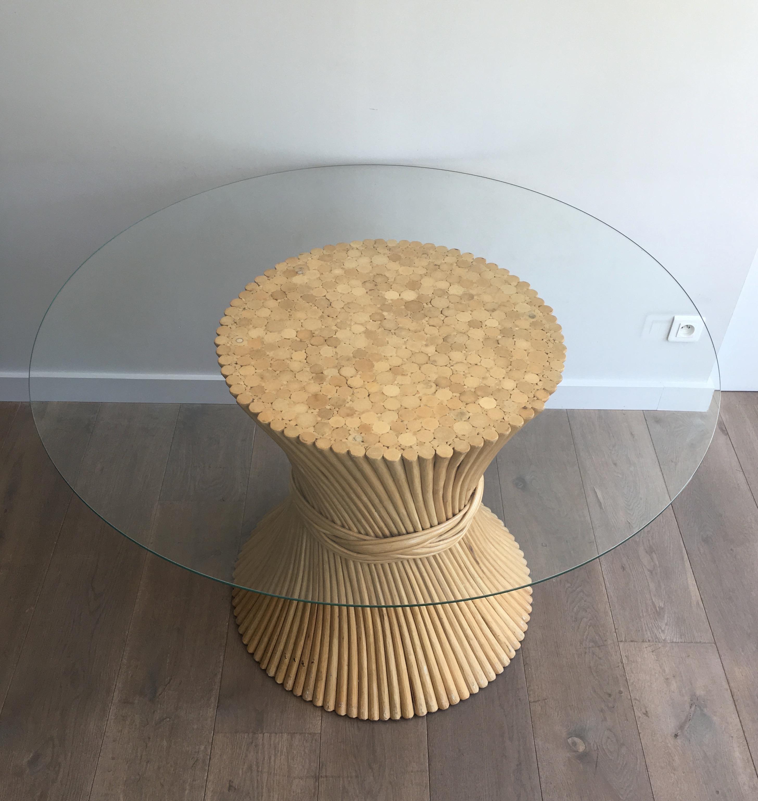 Round Faux-Bamboo Diabolo Table, circa 1970 2
