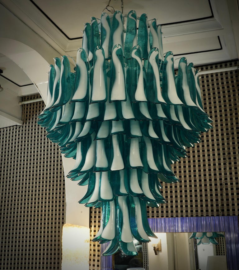 Late 20th Century In the style of Gruppo Luce for La Murrina Emerald Color Chandelier, 2010’s For Sale