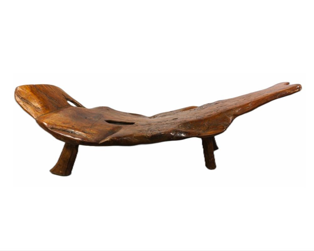 Late 20th Century In the Style of Hugo Franca Rare Pequi Burl Wood Live Edge Chaise Lounge