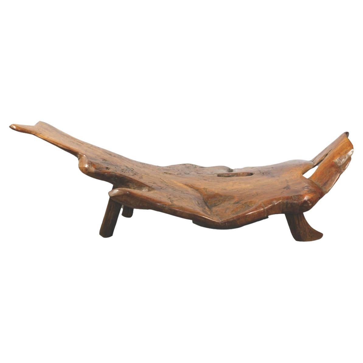 Modern In the Style of Hugo Franca Rare Pequi Burl Wood Live Edge Chaise Lounge