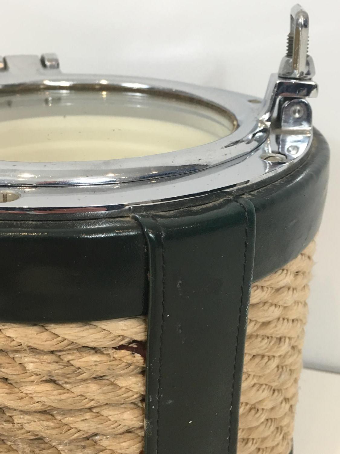 In the Style of Jacques Adnet, Unusual Chrome, Leather and Rope Ice Bucket For Sale 3