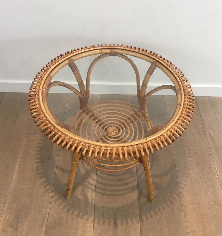 Round Rattan Coffee Table French, Small Circular Rattan Table
