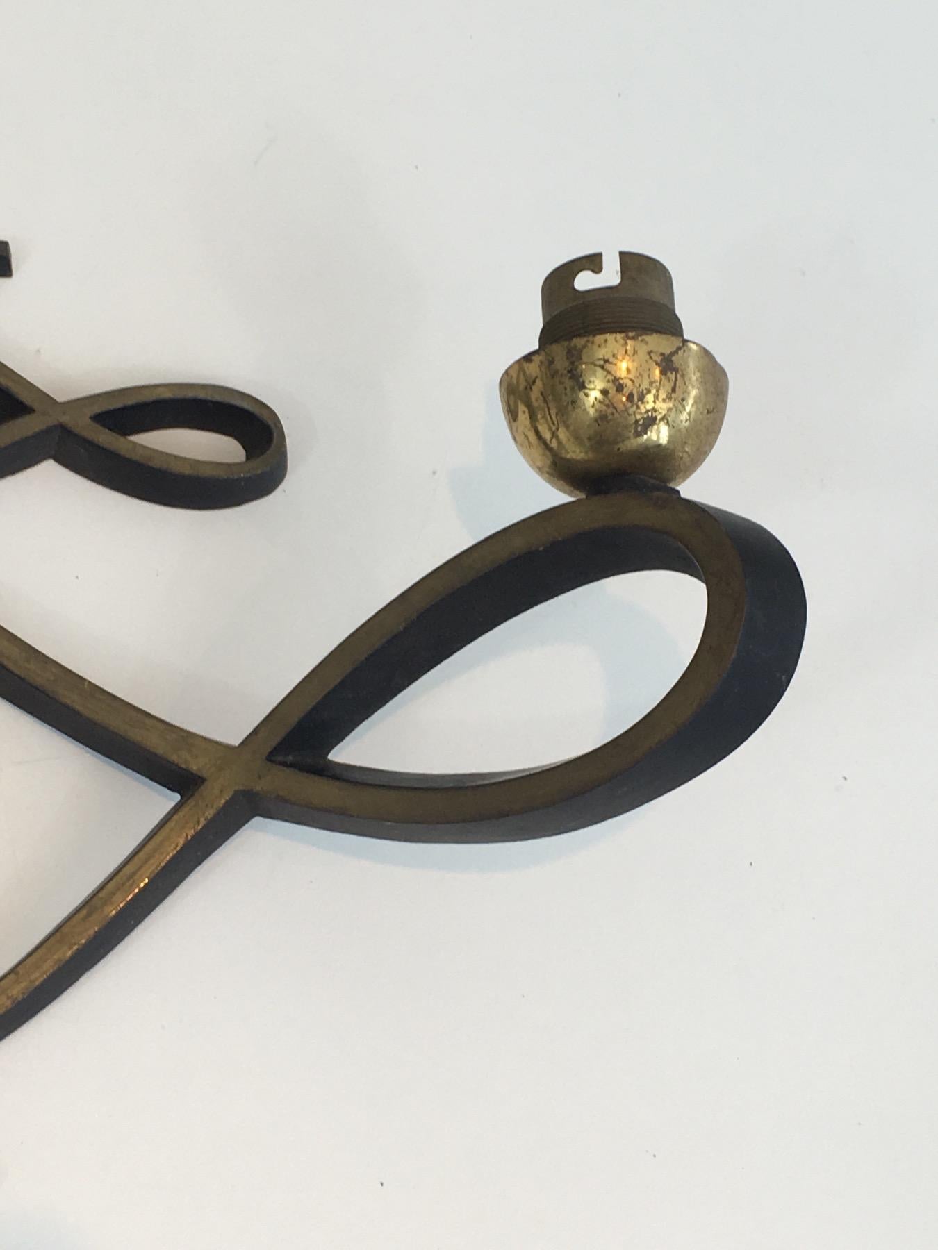 in the Style of Jules Leleu, Pair of Black Lacquered and Brass Design In Good Condition For Sale In Marcq-en-Barœul, Hauts-de-France