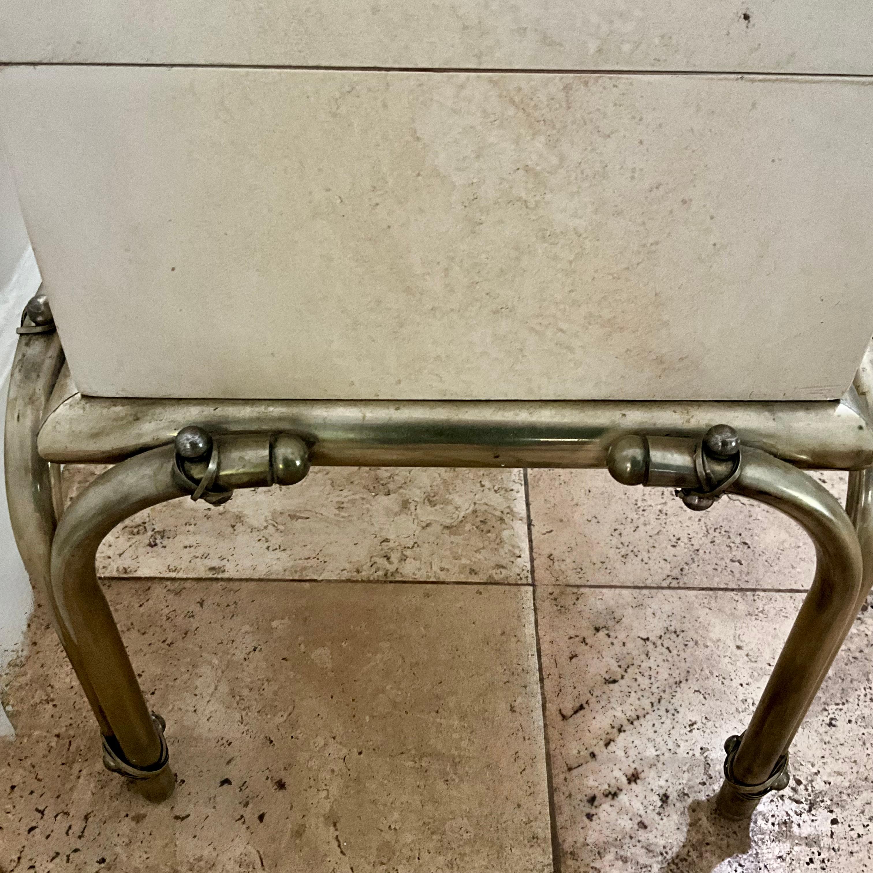 Late 20th Century In the Style of Karl Springer Parchment and Brass Chest on Stand, 1970s For Sale