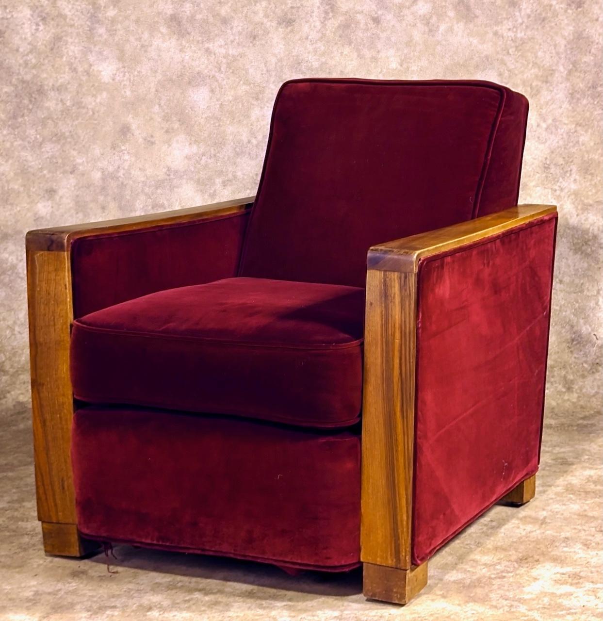 Art Deco In the style of Louis Sognot pair of Modernist club chairs For Sale
