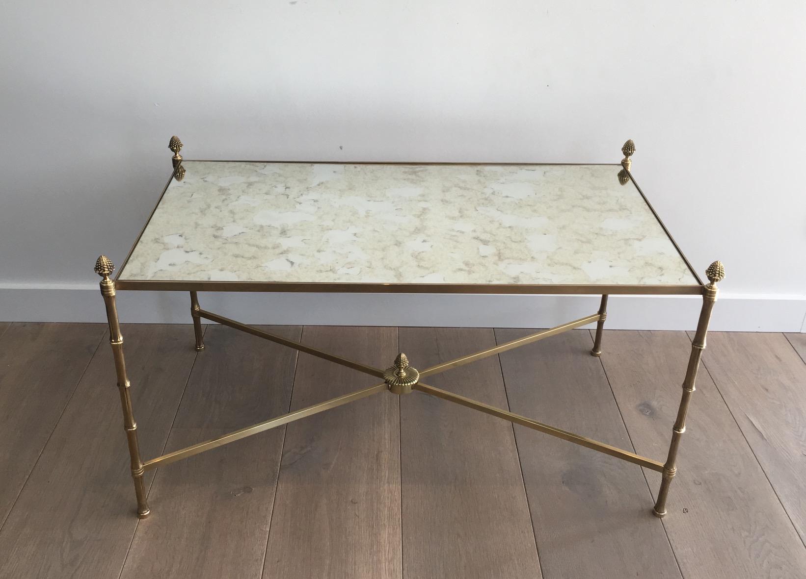 In the Style of Maison Bagués, Faux-Bamboo Bronze and Brass Coffee Table 7