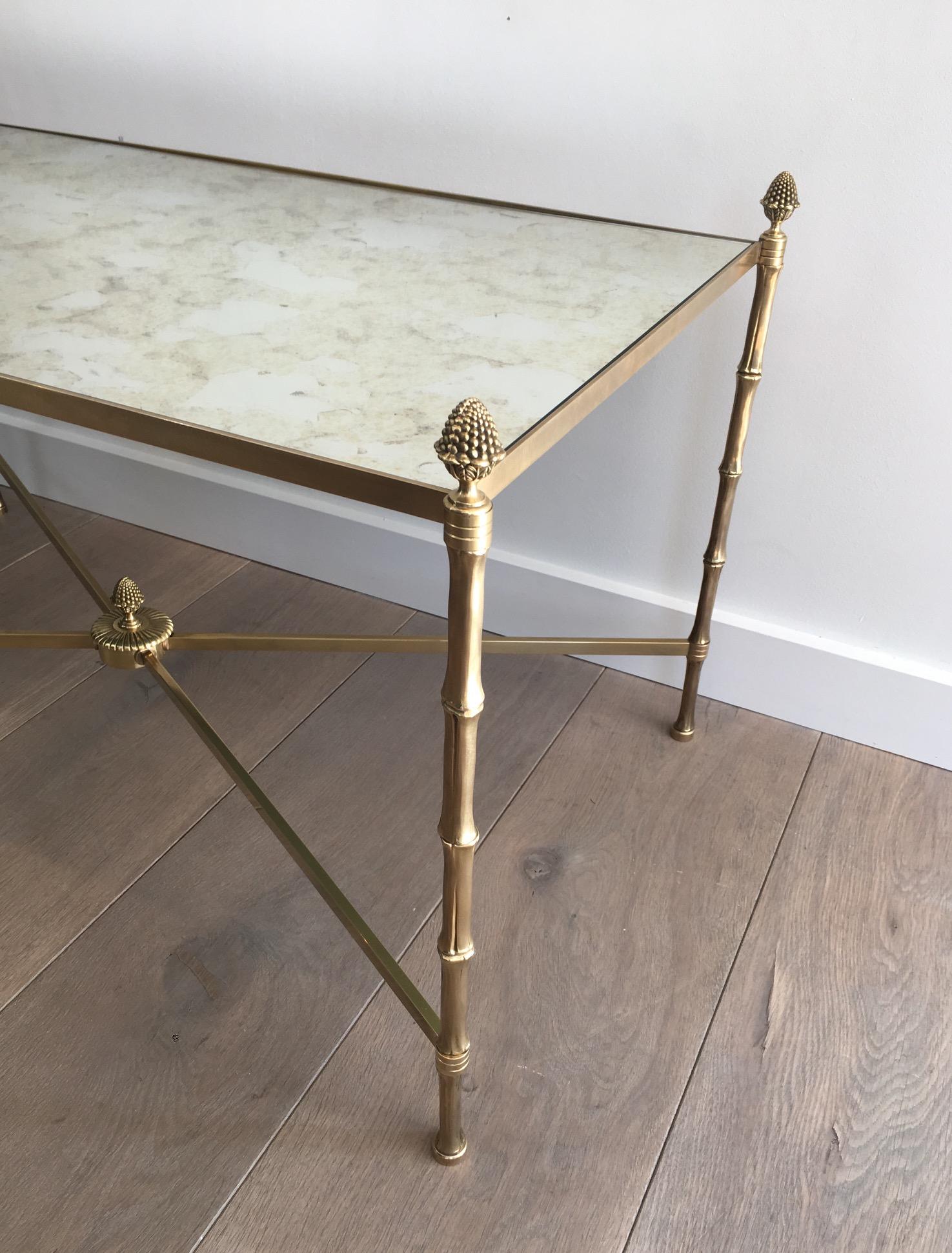 In the Style of Maison Bagués, Faux-Bamboo Bronze and Brass Coffee Table 8