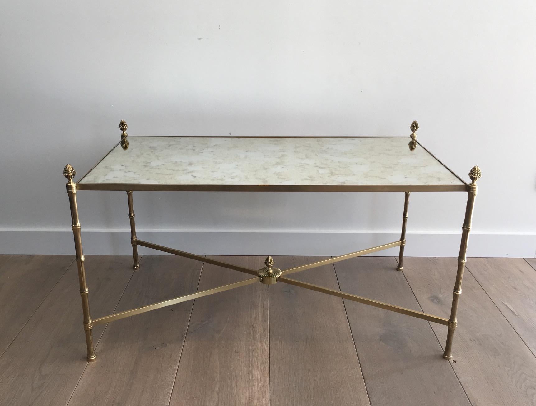 In the Style of Maison Bagués, Faux-Bamboo Bronze and Brass Coffee Table 9