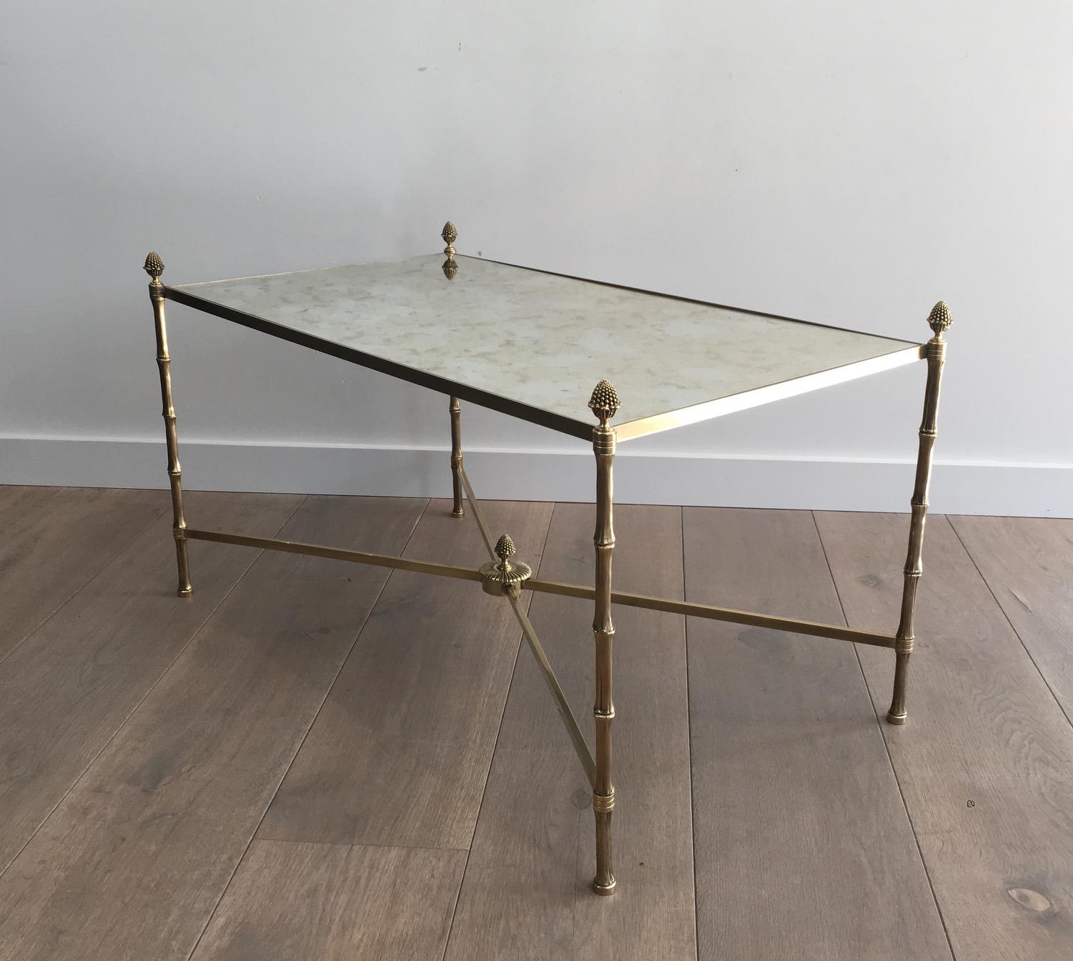 In the Style of Maison Bagués, Faux-Bamboo Bronze and Brass Coffee Table 12