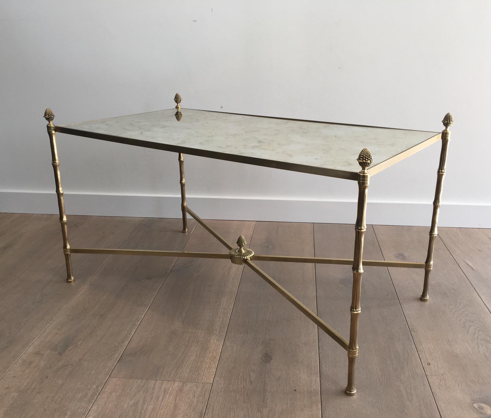 In the Style of Maison Bagués, Faux-Bamboo Bronze and Brass Coffee Table 13